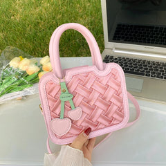 One Shoulder Messenger Bag Solid Ladies Tote Bag PU Leather Small Square Bag