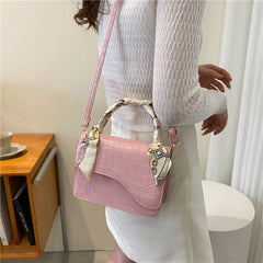 Spring Small Square Bag with Chain Silk Scarf