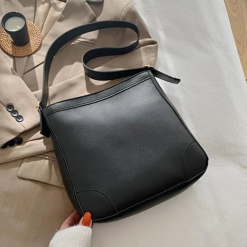 Spring PU Leather Bucket Bag for Women Small Shoulder Messenger Lady Handbags