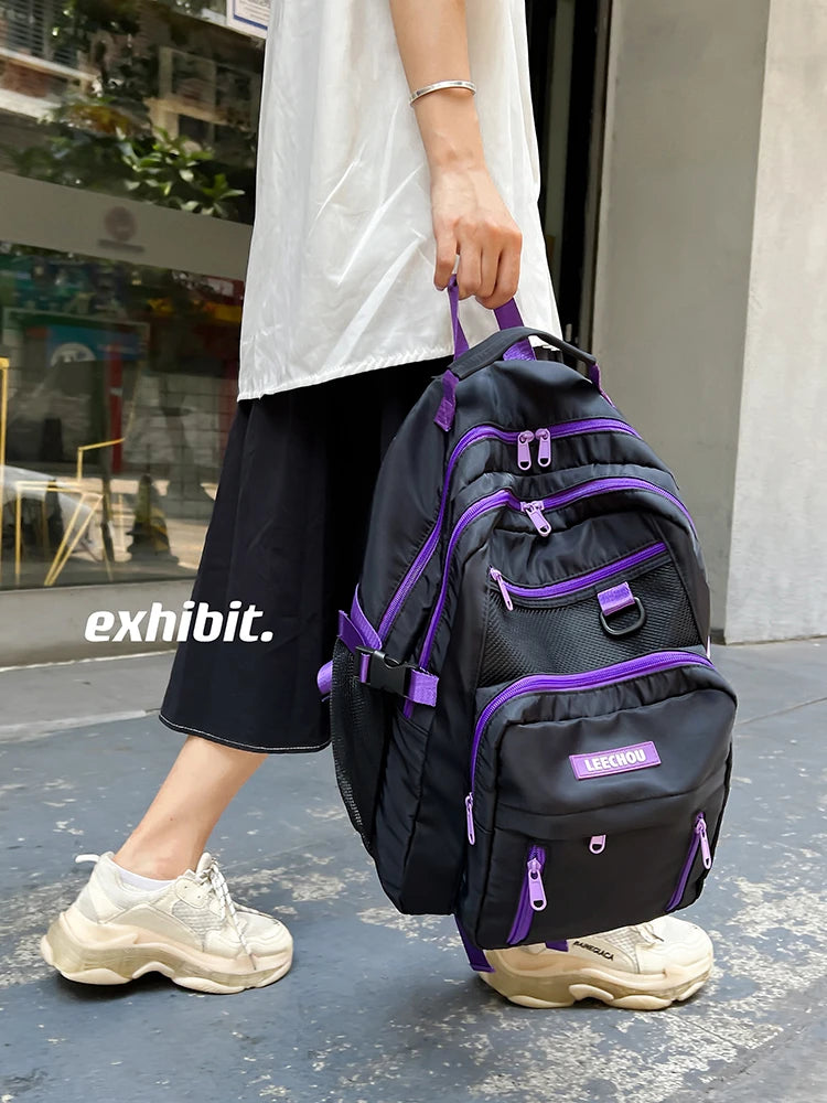 Spring Women Nylon Backpack with Multiple Pockets Waterproof School Bag