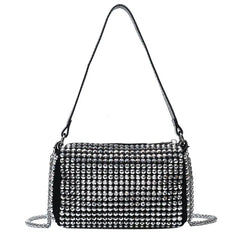 Diamond-Encrusted Chain Small Square Bag Women