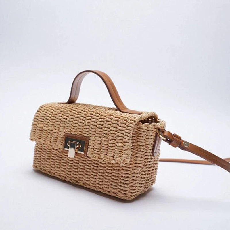 Spring Straw Woven Beach Seaside Single-Shoulder Messenger Bag