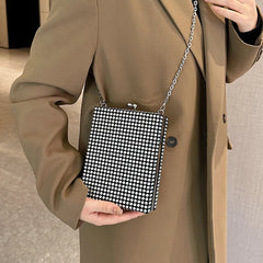 Square Box Lipstick Pouch Rhinestones Clutch Bag for Evening Party Wedding