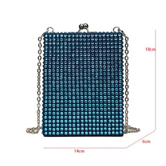 Square Box Lipstick Pouch Rhinestones Clutch Bag for Evening Party Wedding