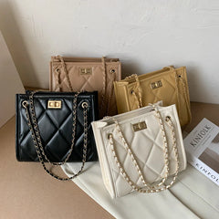 Square Chain Strap Shoulder Bag Rhombus Plaid Crossbody Purse