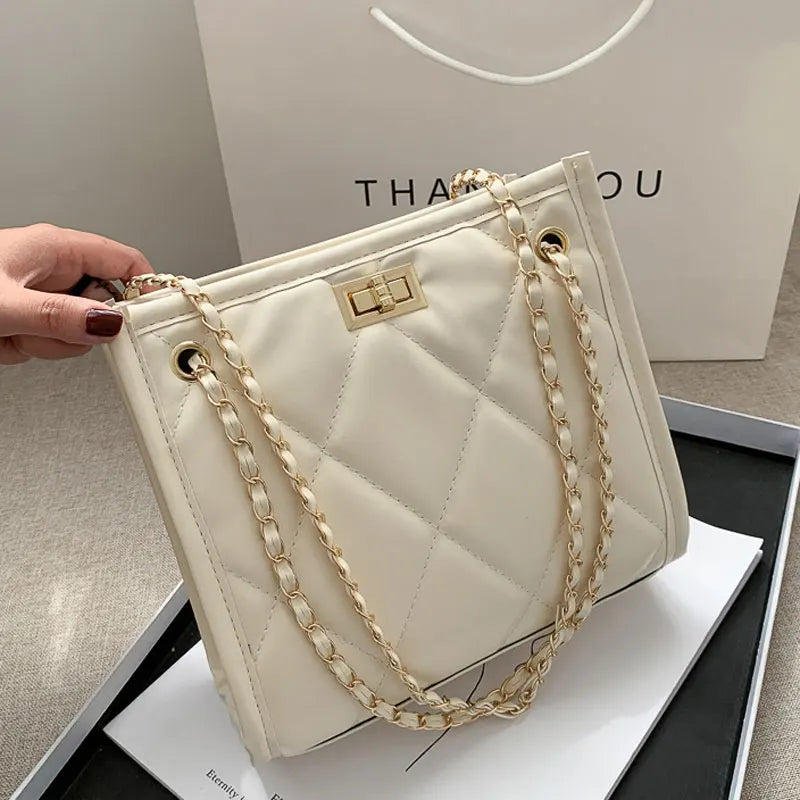 Square Chain Strap Shoulder Bag Rhombus Plaid Crossbody Purse