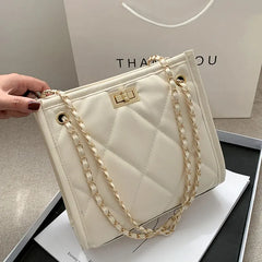 Square Chain Strap Shoulder Bag Rhombus Plaid Crossbody Purse