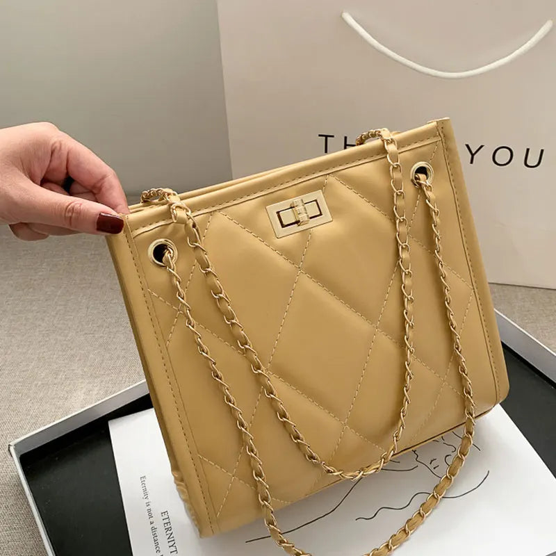 Square Chain Strap Shoulder Bag Rhombus Plaid Crossbody Purse