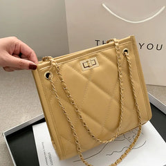 Square Chain Strap Shoulder Bag Rhombus Plaid Crossbody Purse