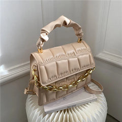 Plaid Shoulder Bag Chain Crossbody PU Leather Bag