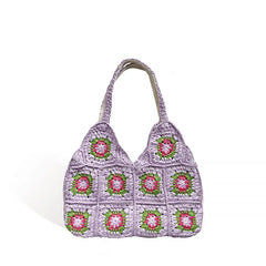 Square Hollow Straw Beach Bag Raffia Rattan Tote