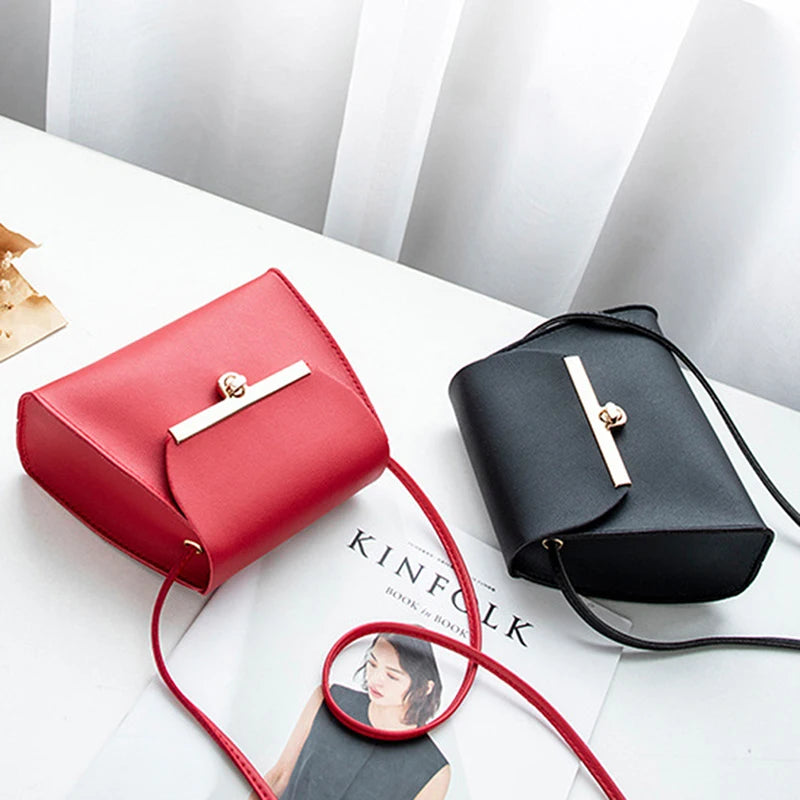 Red Square Print Casual Shoulder Bag Mini with Zipper Chain