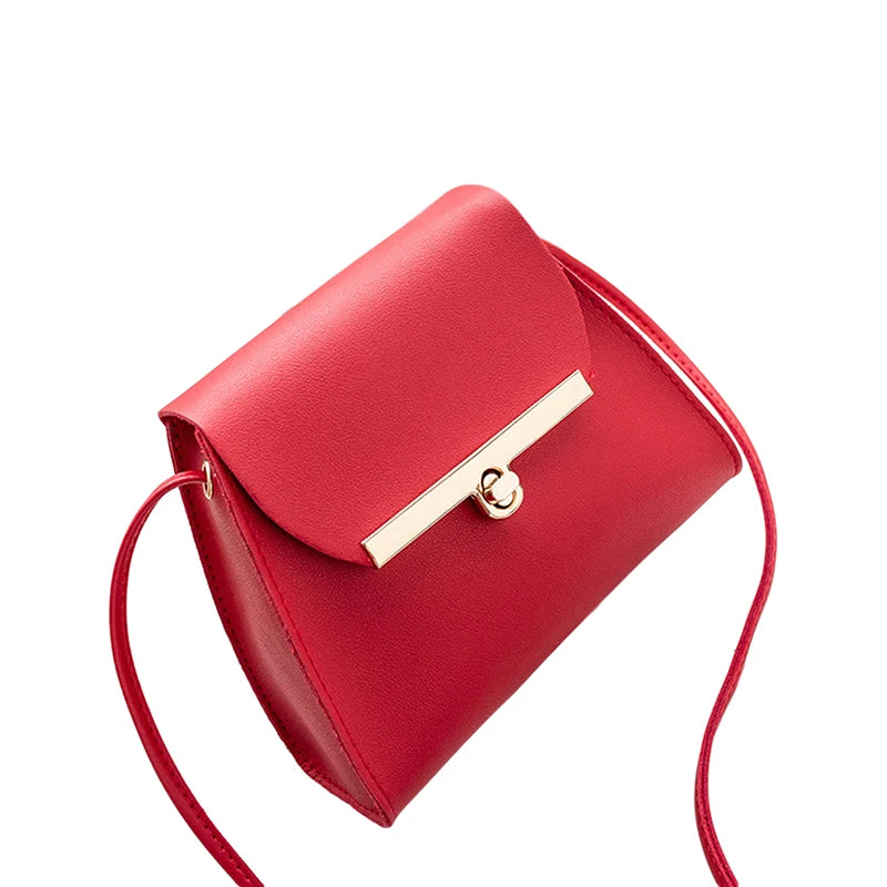 Red Square Print Casual Shoulder Bag Mini with Zipper Chain