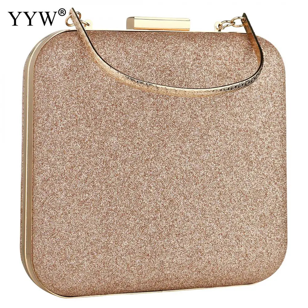Sequined Evening Party Clutch Bag Metal Top Handle Crossbody Bags