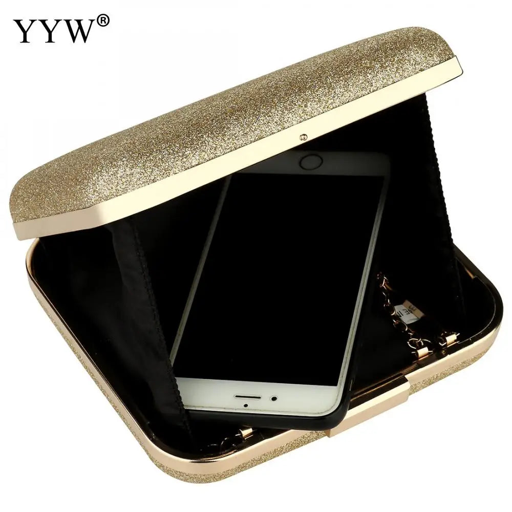 Sequined Evening Party Clutch Bag Metal Top Handle Crossbody Bags