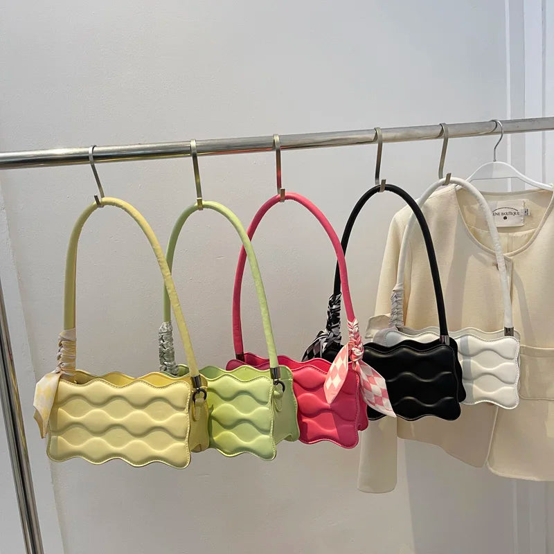 Square Shoulder Bag Wave Pattern Crossbody