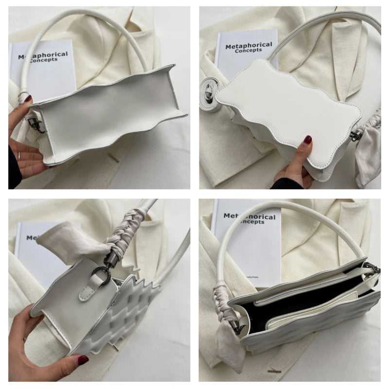 Square Shoulder Bag Wave Pattern Crossbody