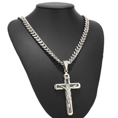 Multilayer Jesus Cross Necklace Pendant 24'' Chain Top