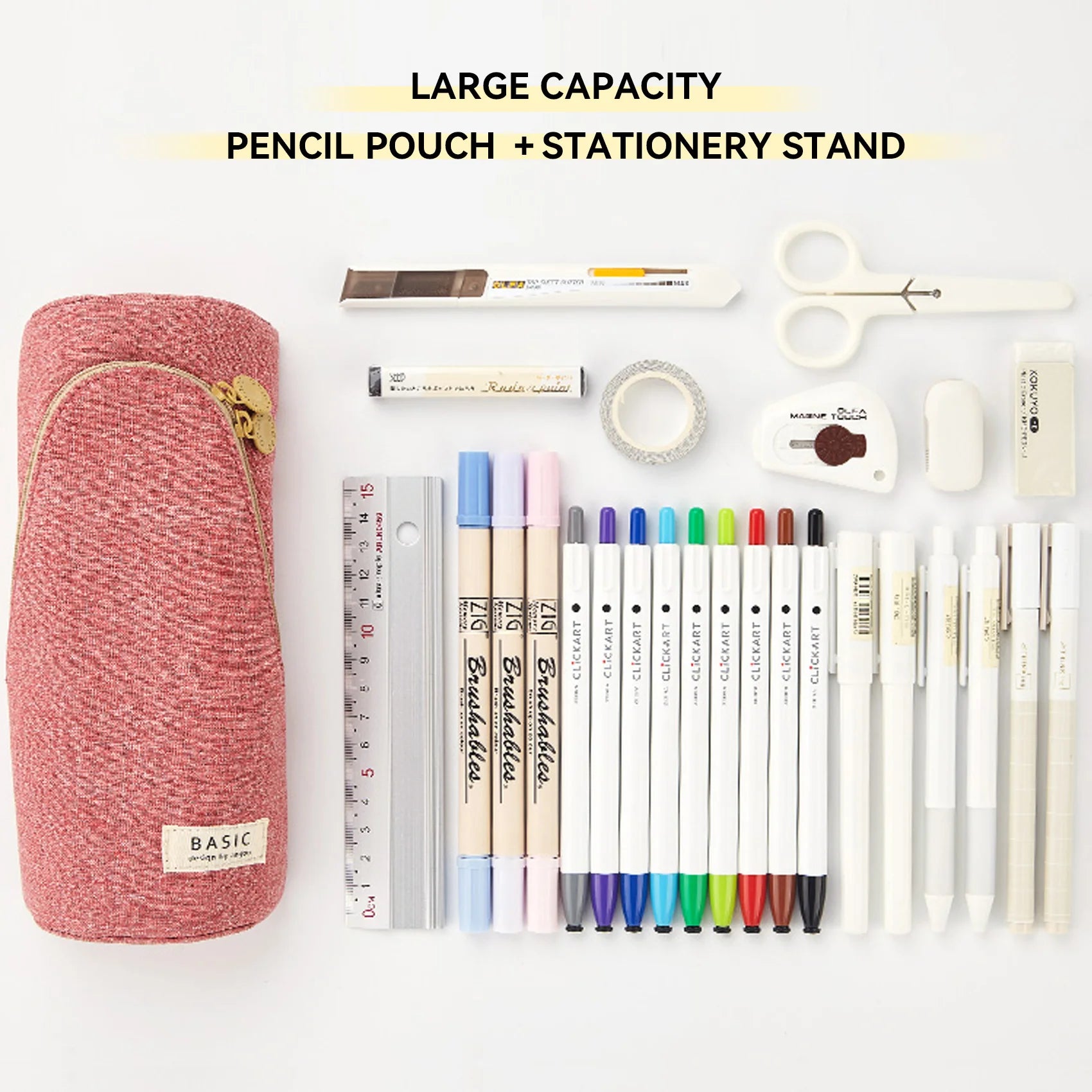 Standable Pencil Pouch Magnet Stand-Up Cosmetics Bags Stationery Case