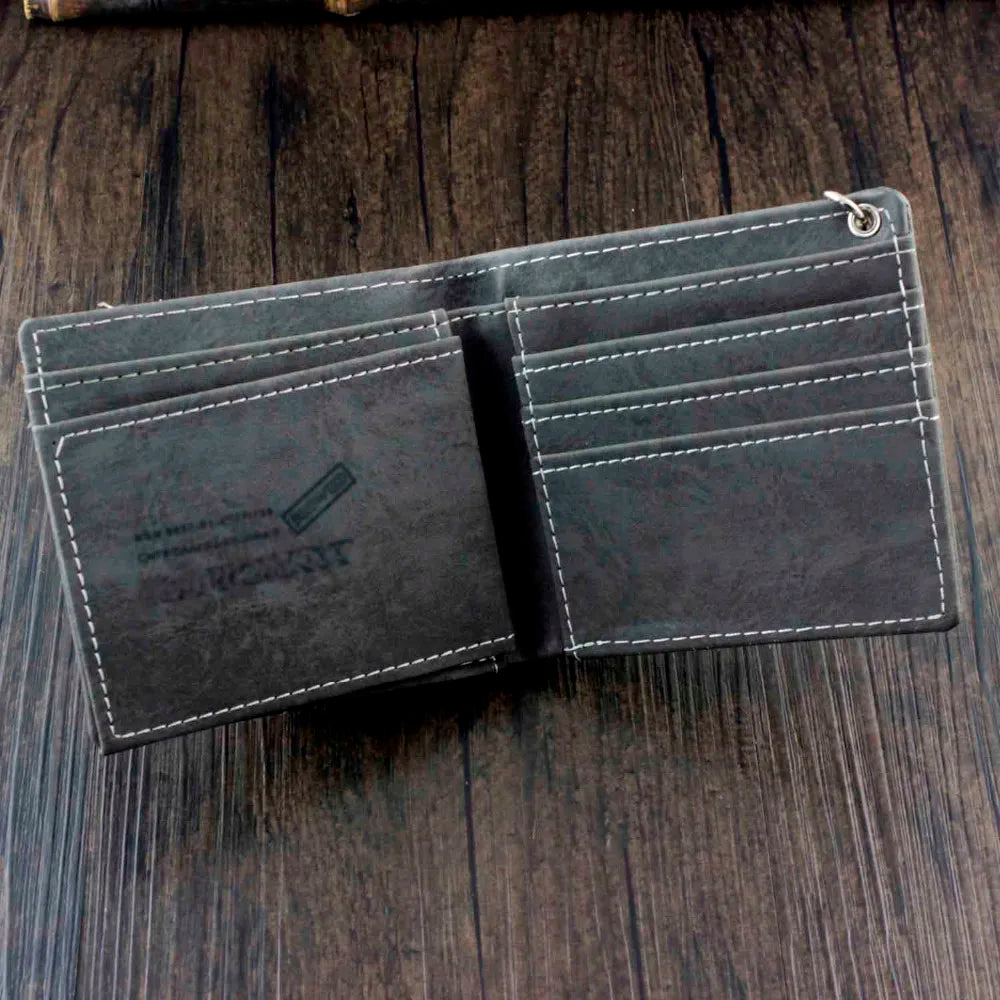 Star Men Boys Casual Wallet with Zipper Anti-Thief Chain