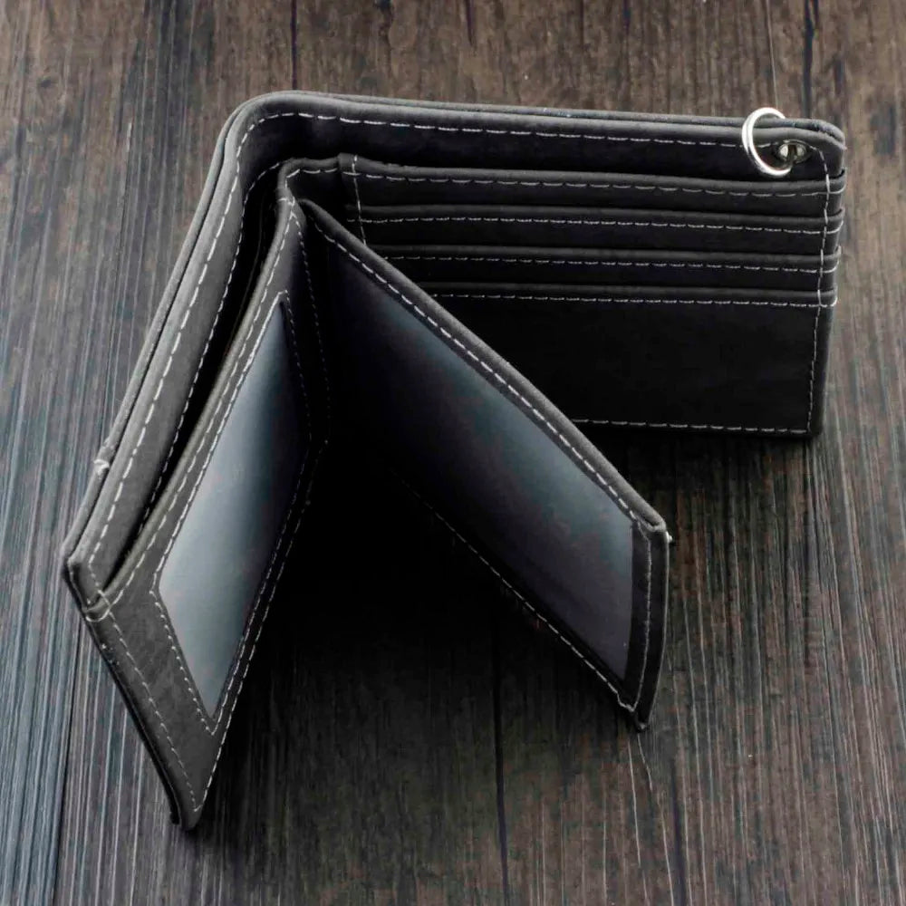 Star Men Boys Casual Wallet with Zipper Anti-Thief Chain