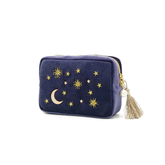 Star Moon Embroidery Jewelry Bag Travel Portable Mini Square Jewelry Box