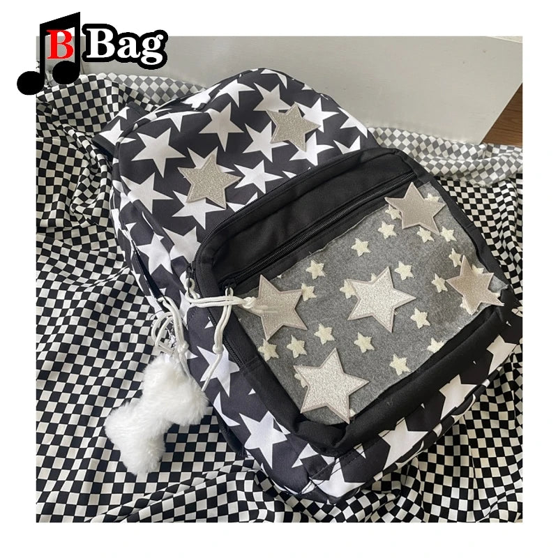 Star Pattern Backpack Large Capacity Sweet Schoolbag Hot Girls