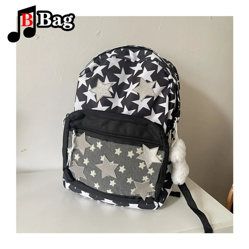Star Pattern Backpack Large Capacity Sweet Schoolbag Hot Girls