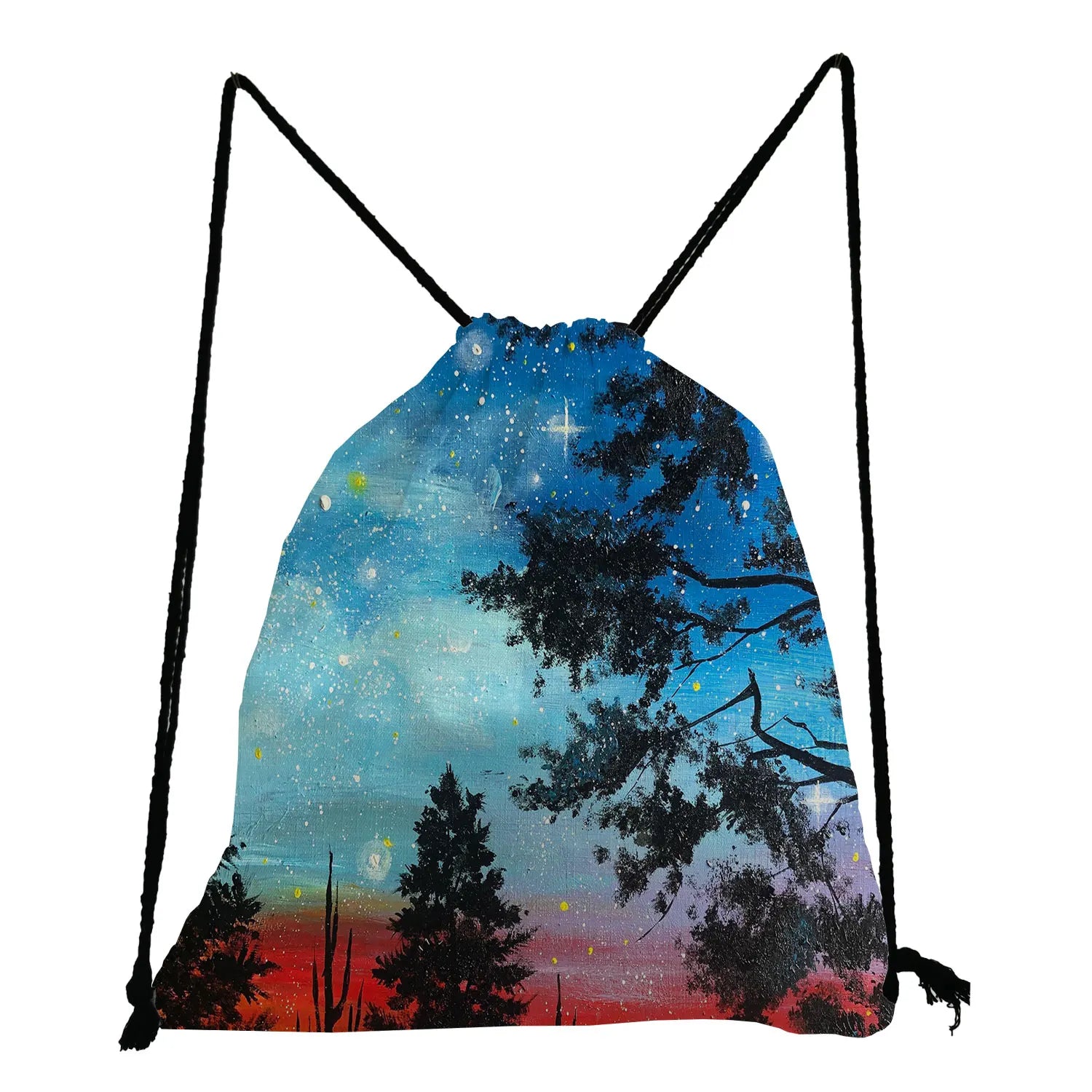 Starry Sky Print Drawstring Pocket Shoes Bag for Students