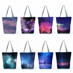 Starry Sky Print Handbags Casual Shopping Tote Bag