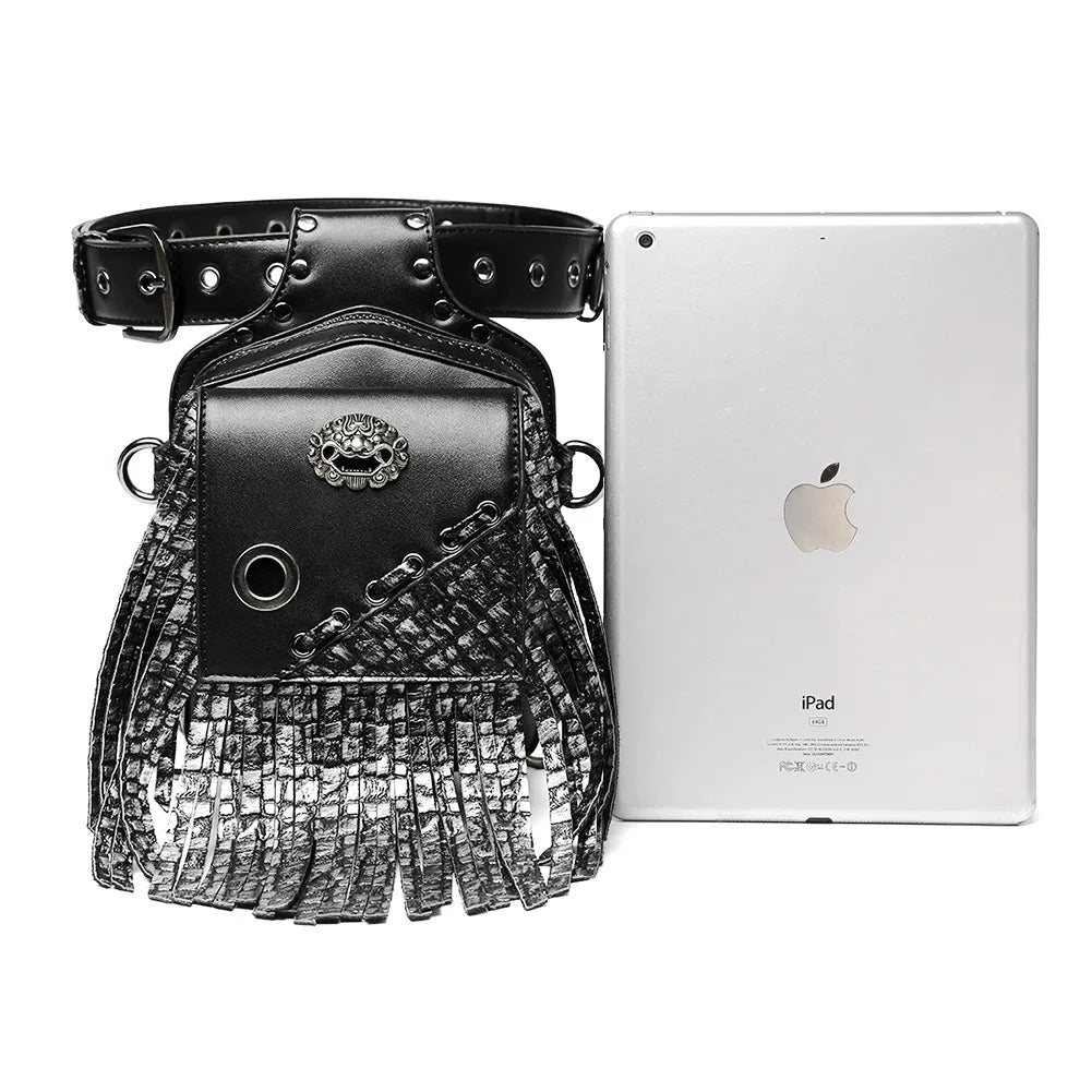 Steam Punk Men's Waist Bag PU Leather Outdoor Tactical Bag