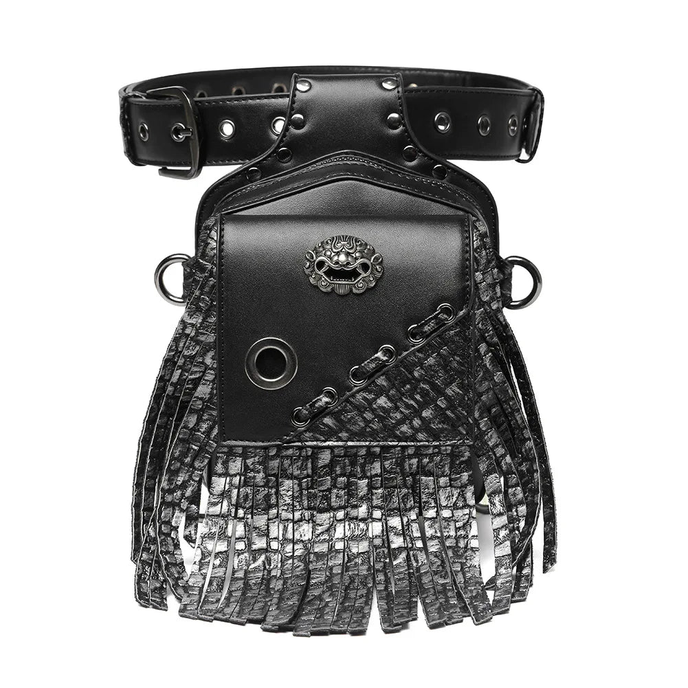 Steam Punk Men's Waist Bag PU Leather Outdoor Tactical Bag