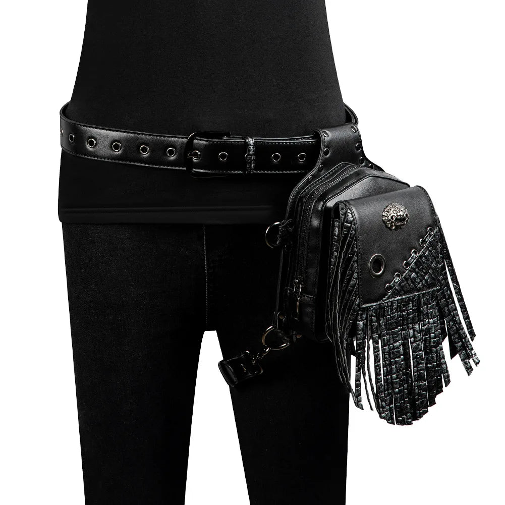 Steam Punk Men's Waist Bag PU Leather Outdoor Tactical Bag