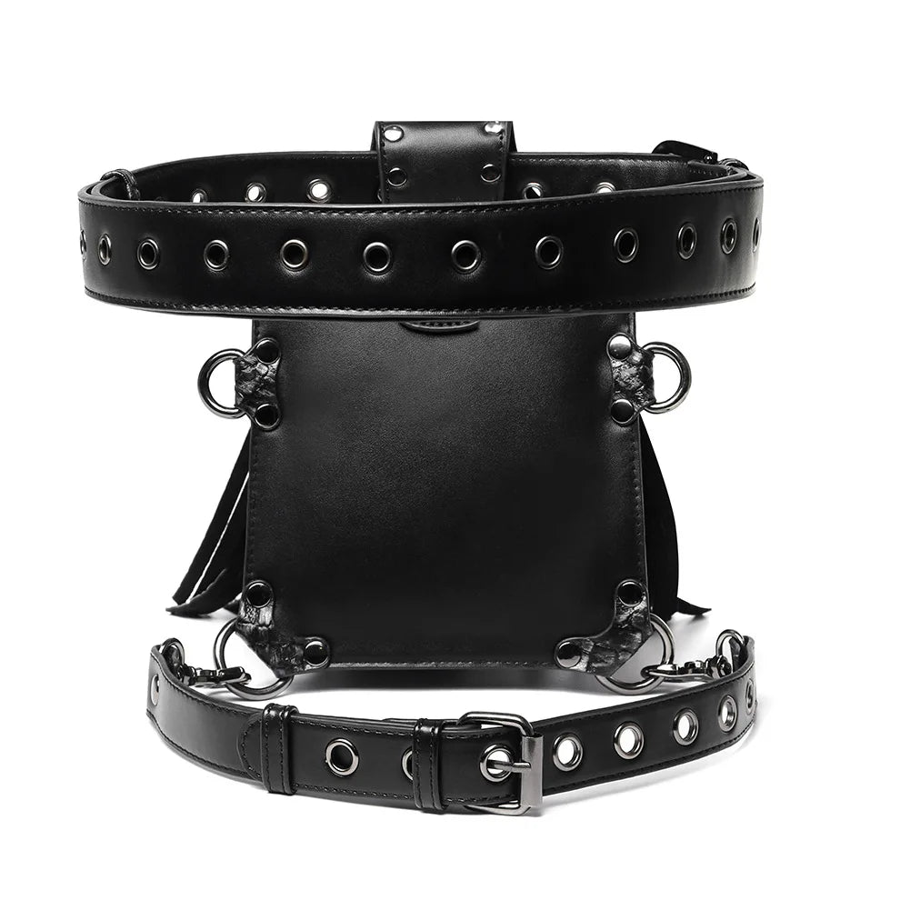 Steam Punk Men's Waist Bag PU Leather Outdoor Tactical Bag