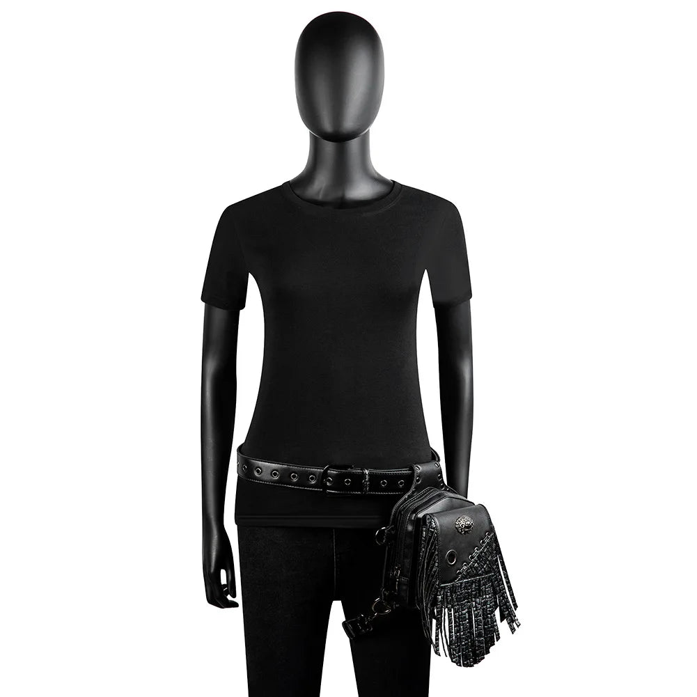 Steam Punk Men's Waist Bag PU Leather Outdoor Tactical Bag