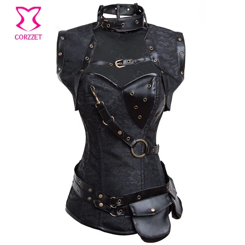 Steampunk Faux Leather Waist Belt Bag Gothic Corset Accessory