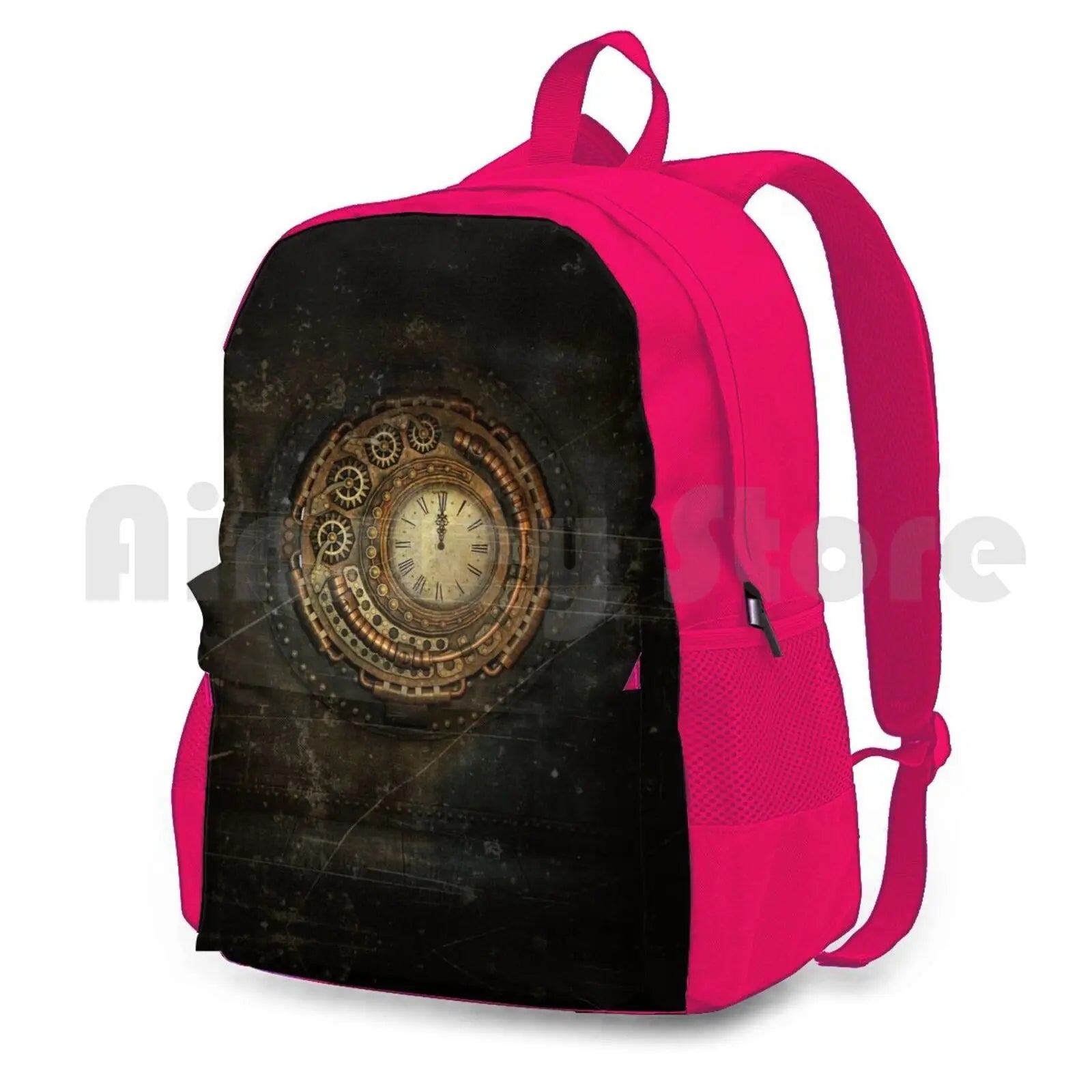 Distressed Golden Clock Outdoor Hiking Backpack