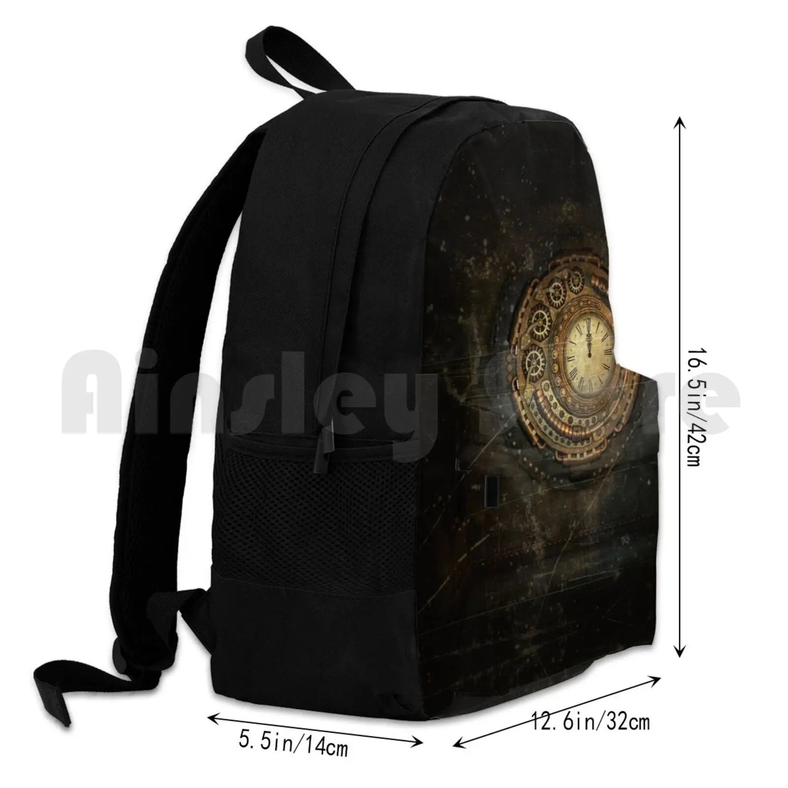 Distressed Golden Clock Outdoor Hiking Backpack