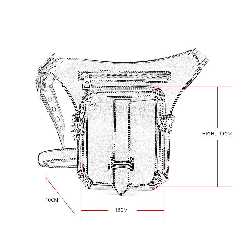 Steampunk Retro Waist Bag PU Biker Shoulder Gothic Messenger Bag