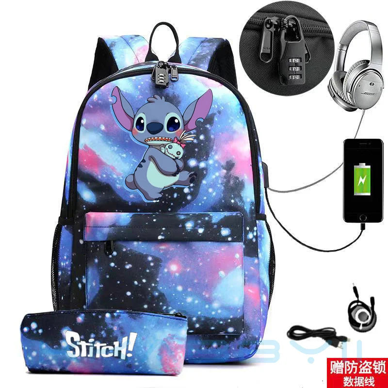 Stitch Backpack Cosplay Cartoon Travel Shoulder Bags Teens School Bags