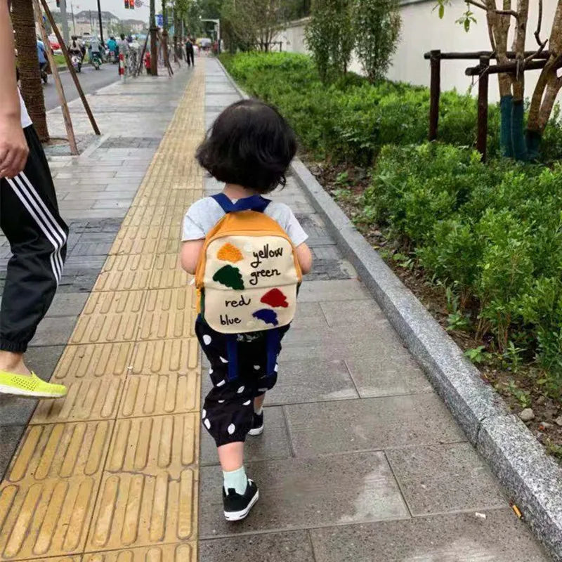 Stitching Flip School Bag for Boys and Girls Small Backpack Shoulder Bag