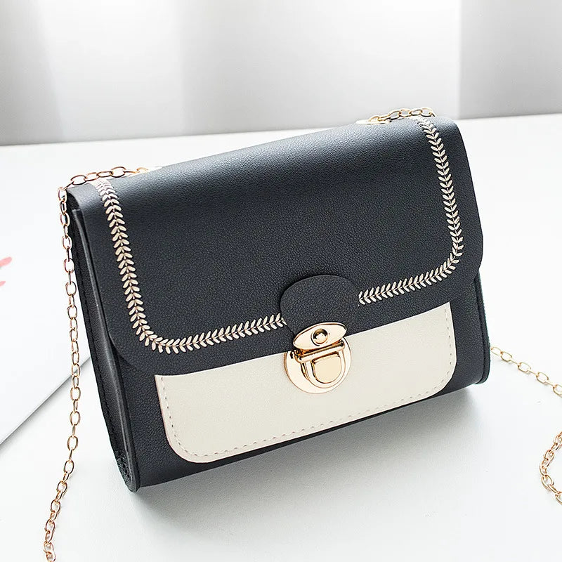 Women Winter Crossbody Bag Chain PU Leather Messenger Bag
