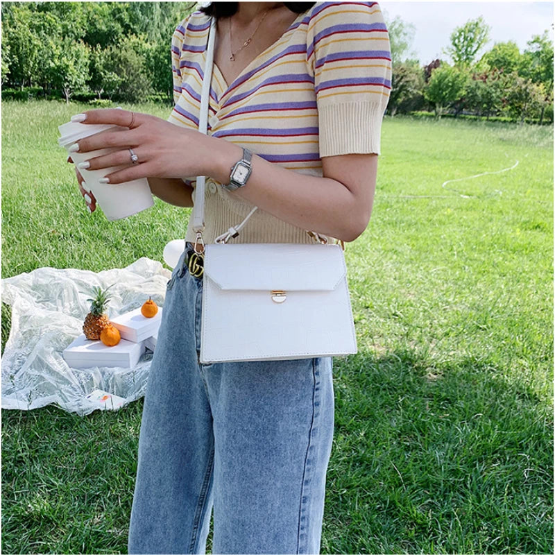 Stone Patent Crossbody Bag Women Small Handbag PU Leather Hand Bag