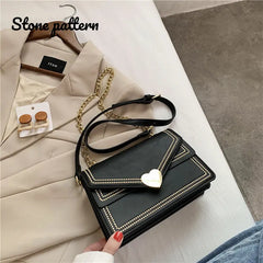 Stone Pattern Shoulder Bag Chain Messenger Bag Lady Square Bag