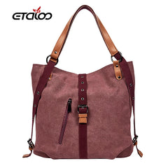 Stone Pattern Canvas Bucket Bag Crossbody Shoulder Messenger Handbag