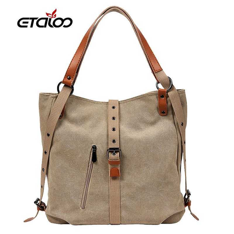 Stone Pattern Canvas Bucket Bag Crossbody Shoulder Messenger Handbag