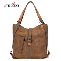 Stone Pattern Canvas Bucket Bag Crossbody Shoulder Messenger Handbag
