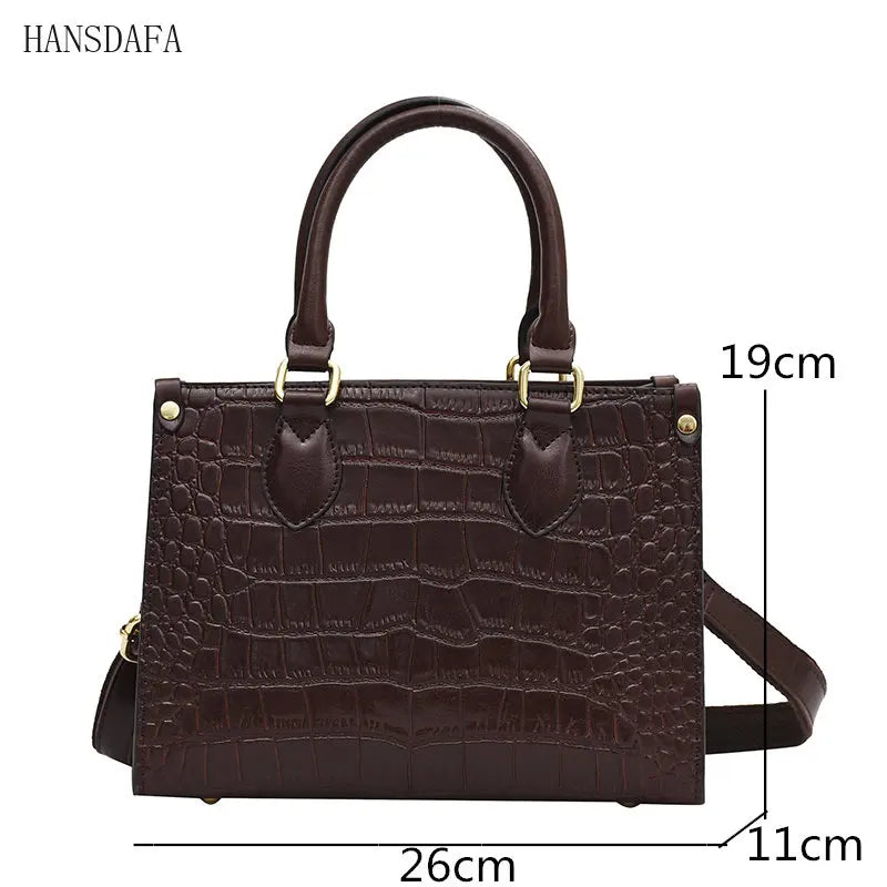 Stone Pattern Cow Leather Handbag for Women Large Capacity Tote Bag
