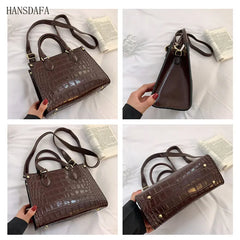Stone Pattern Cow Leather Handbag for Women Large Capacity Tote Bag