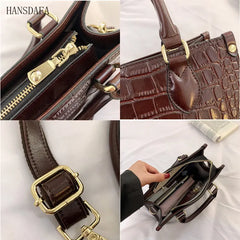 Stone Pattern Cow Leather Handbag for Women Large Capacity Tote Bag